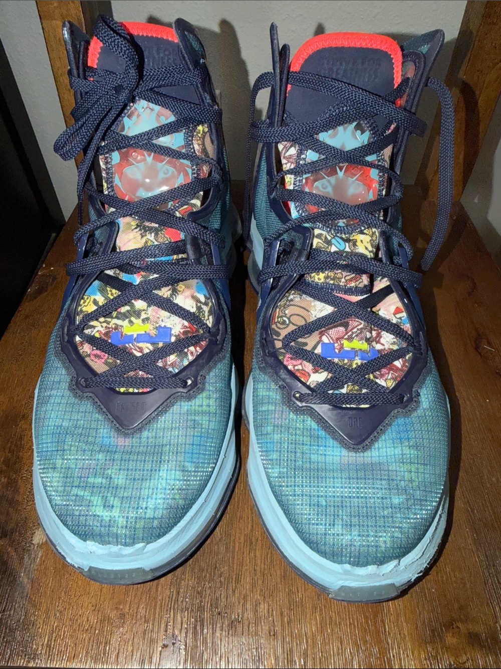 Nike LeBron James 19 Fast Food Navy & Teal Basketball Sneakers